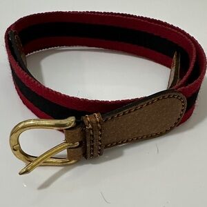 Gucci Red and Black Vintage Belt with Gold Buckle